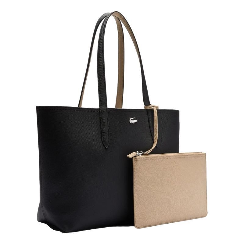  Sac Lacoste Réversible avec Pochette ✨ Noir / Beige 